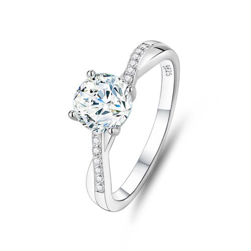 Zircon cubique Micro Pave Sterling Silver Rings, Argent sterling 925, avec Moissanite, bijoux de mode & normes différentes pour le choix & pavé de micro zircon & pour femme, Vendu par PC