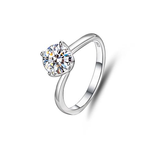 Zircon cubique Micro Pave Sterling Silver Rings, Argent sterling 925, avec Moissanite, bijoux de mode & normes différentes pour le choix & pavé de micro zircon & pour femme, Vendu par PC