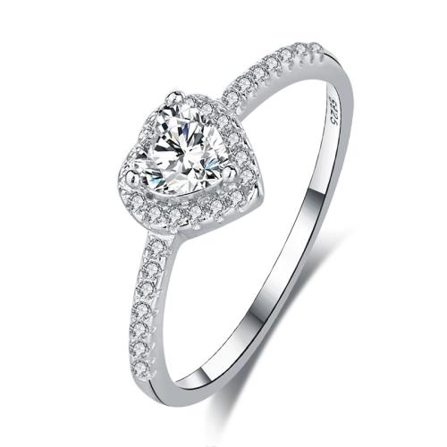 Zircon cubique Micro Pave Sterling Silver Rings, Argent sterling 925, avec Moissanite, bijoux de mode & normes différentes pour le choix & pavé de micro zircon & pour femme, Vendu par PC