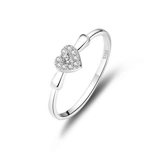 Cubic Zirconia micr3ofono pavimenta anillos de plata esterlina, Plata de ley 925, Corazón, Joyería & diverso tamaño para la opción & micro arcilla de zirconia cúbica & para mujer, Vendido por UD