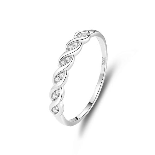 Cubic Zirconia micr3ofono pavimenta anillos de plata esterlina, Plata de ley 925, Joyería & diverso tamaño para la opción & micro arcilla de zirconia cúbica & para mujer, Vendido por UD