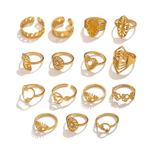 Stainless Steel Finger Ring 304 Stainless Steel 18K gold plated fashion jewelry & Unisex golden Sold By PC