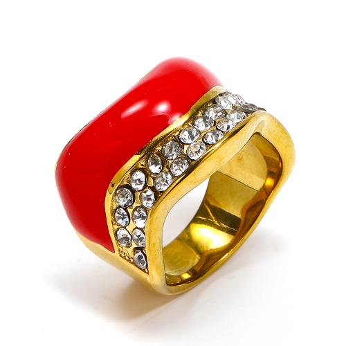 Anillo de dedo del acero inoxidable del Zirconia cúbico, acero inoxidable 304, Joyería & diverso tamaño para la opción & micro arcilla de zirconia cúbica & para mujer & esmalte, más colores para la opción, Vendido por UD