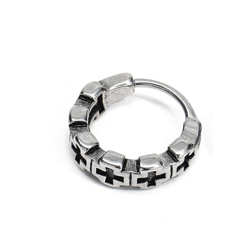 Huggie Hoop Øreringe, 304 rustfrit stål, Kryds, punk stil & Unisex & emalje, oprindelige farve, 15x15x4mm, Solgt af PC