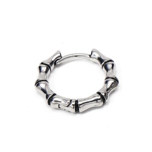 Huggie Obruč náušnice, 304 Stainless Steel, Bambus, Punk styl & unisex, Původní barva, 17x17x3mm, Prodáno By PC