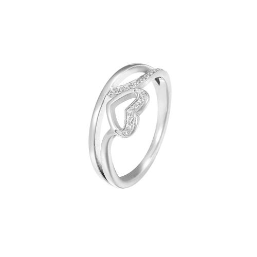 Anillo de dedo del acero inoxidable del Zirconia cúbico, acero inoxidable 304, Corazón, Joyería & micro arcilla de zirconia cúbica & para mujer, más colores para la opción, tamaño:8, Vendido por UD