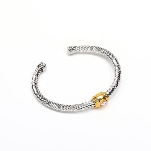 Acier inoxydable 304 bracelet manchette, Réglable & bijoux de mode & pour femme, plus de couleurs à choisir, 5mm, Diamètre intérieur:Environ 58mm, Vendu par PC