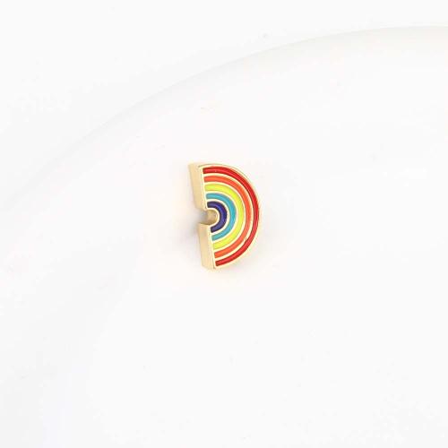 Perles bijoux en laiton, Arc en ciel, Placage de couleur d'or, DIY & émail, multicolore, protéger l'environnement, sans nickel, plomb et cadmium, 14.10x8x4.20mm, Vendu par PC