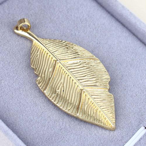 Brass Jewelry Pendants Leaf gold color plated DIY nickel lead & cadmium free Sold By PC