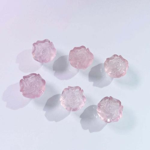 Grânulos de quartzo rosa natural, Flor, DIY, rosa, 14mm, vendido por PC