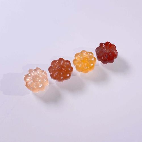 Perles Agates rouges naturelles, agate rouge, fleur, DIY, Couleur aléatoire, 13mm, Vendu par PC