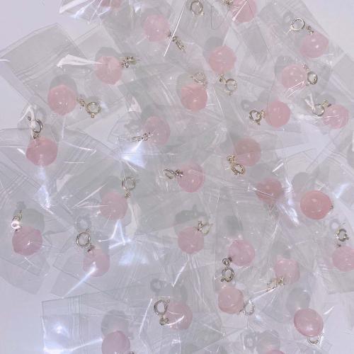 Pendentifs quartz naturel, quartz rose, avec laiton, DIY, rose, 10mm, Vendu par PC