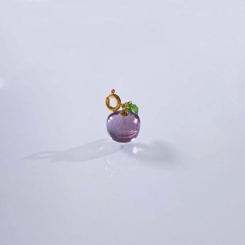 Natuurlijke Quartz Hangers, Amethist, met Messing, Appel, DIY, purper, 11mm, Verkocht door PC