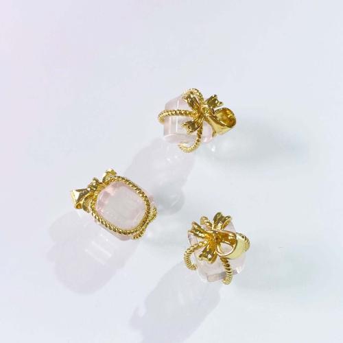 Természetes Quartz Medálok, Rose Quartz, -val Sárgaréz, ajándék alak, DIY, rózsaszín, 10mm, Által értékesített PC