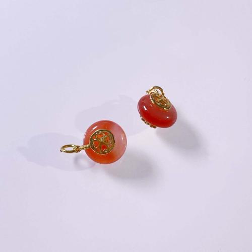 Achat Schmuck Anhänger, mit Messing, DIY, rot, 12mm, verkauft von PC