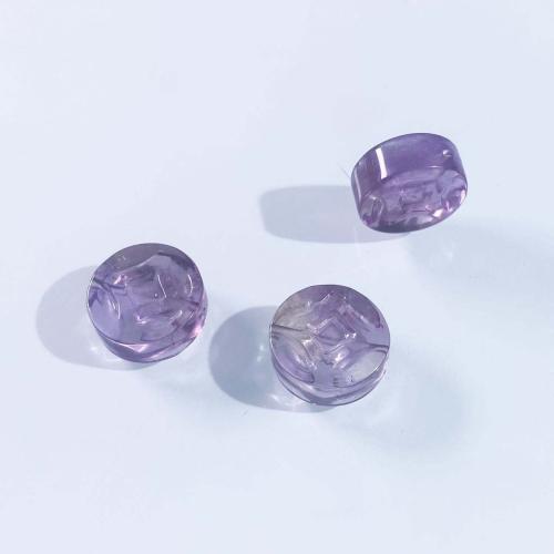 Natuurlijke Amethyst kralen, Amethist, Rond plat, DIY, purper, 14mm, Verkocht door PC