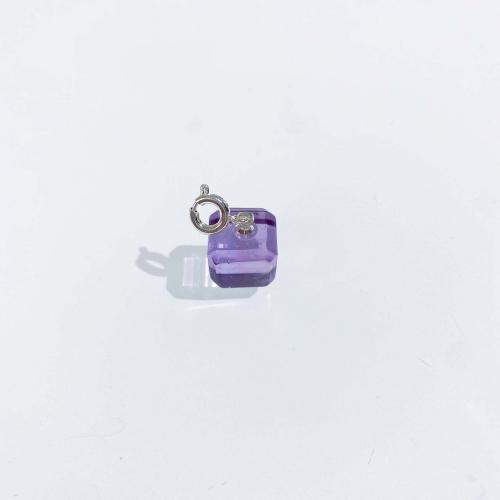 Natuurlijke Quartz Hangers, Amethist, met Messing, Plein, DIY, purper, 10mm, Verkocht door PC