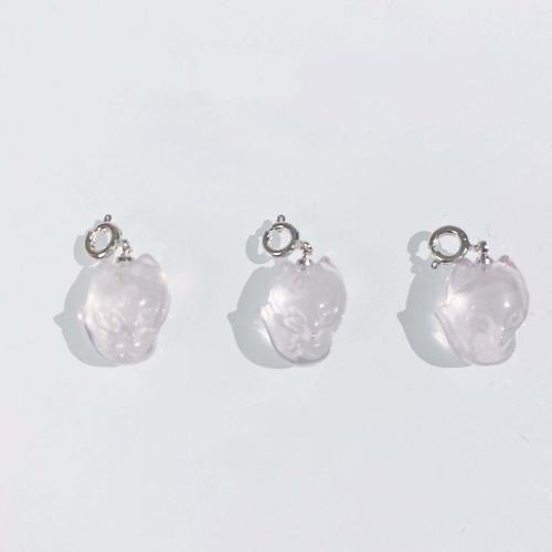 Přírodní křemenné Přívěsky, Rose Quartz, s Mosaz, Liška, DIY, růžový, 14x17mm, Prodáno By PC