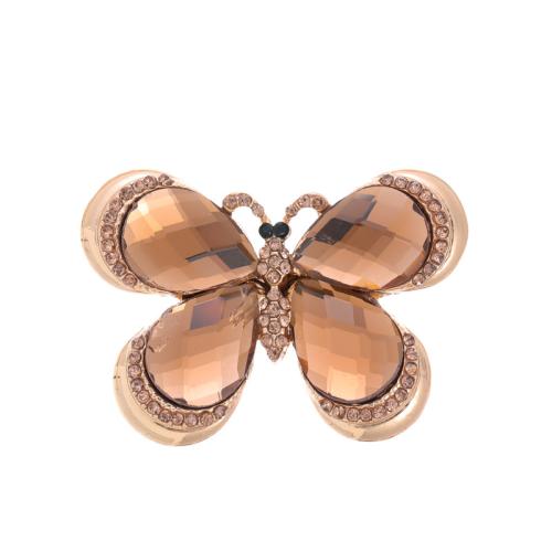 Zinc Alloy Brocher, Butterfly, mode smykker & for kvinde & med rhinestone, flere farver til valg, 49x35mm, Solgt af PC