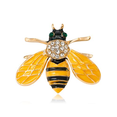 Zinc Alloy Brooches Bee fashion jewelry & for woman & enamel & with rhinestone Sold By PC