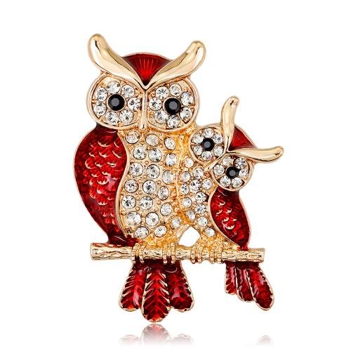 Zinc Alloy Brocher, Owl, forgyldt, mode smykker & for kvinde & emalje, 44x32mm, Solgt af PC