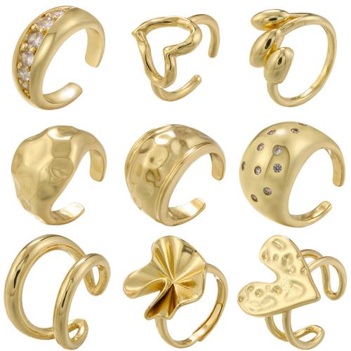 Kubieke Circonia Micro Pave Brass Ring, Messing, met Plastic Pearl, plated, verschillende stijlen voor de keuze & micro pave zirconia & voor vrouw, meer kleuren voor de keuze, Verkocht door PC