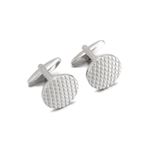 Cufflinks Zinc Alloy plated Unisex silver color Sold By Pair