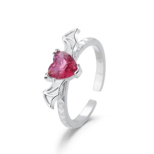 Zink Alloy Finger Ring, plated, micro bana cubic zirconia & för kvinna, silver, Säljs av PC