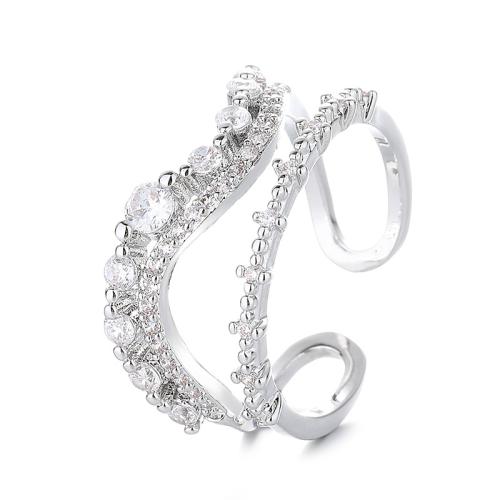 Cúbicos Circonia Micro Pave anillo de latón, metal, chapado, micro arcilla de zirconia cúbica & para mujer, más colores para la opción, Vendido por UD