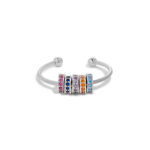 Cúbicos Circonia Micro Pave anillo de latón, metal, chapado, micro arcilla de zirconia cúbica & para mujer, más colores para la opción, Vendido por UD