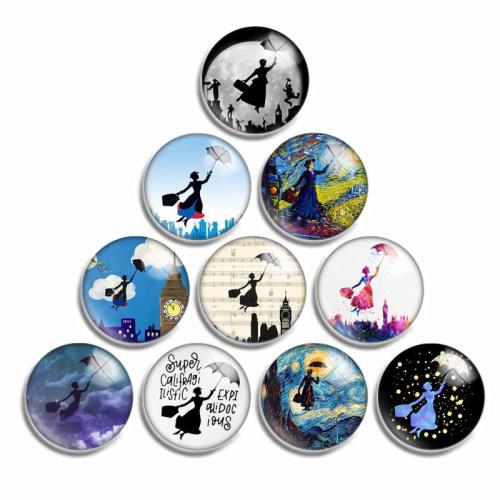 Cabochons en verre, avec résine, Plat rond, modèle mixte & DIY & normes différentes pour le choix, 10PC/lot, Vendu par lot