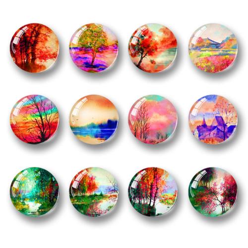 Glass Cabochons with Resin Flat Round mixed pattern & DIY Sold By Lot