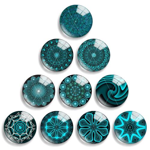 Glas Cabochons, mit Harz, flache Runde, gemischtes Muster & DIY & verschiedene Größen vorhanden, 10PCs/Menge, verkauft von Menge