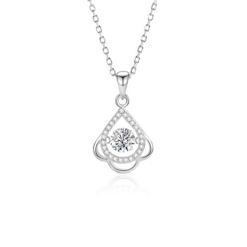 Zircon cubique Micro Pave collier en argent Sterling, Argent sterling 925, avec 5cm chaînes de rallonge, bijoux de mode & pavé de micro zircon & pour femme, plus de couleurs à choisir, Longueur Environ 40 cm, Vendu par PC