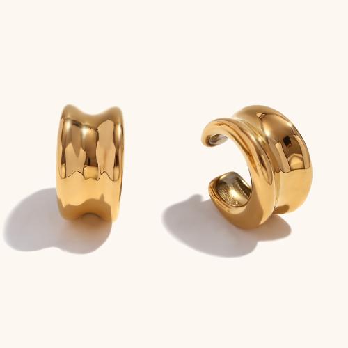 Fashion Earring Cuff and Wraps 304 Stainless Steel 18K gold plated fashion jewelry & for woman golden Sold By Pair