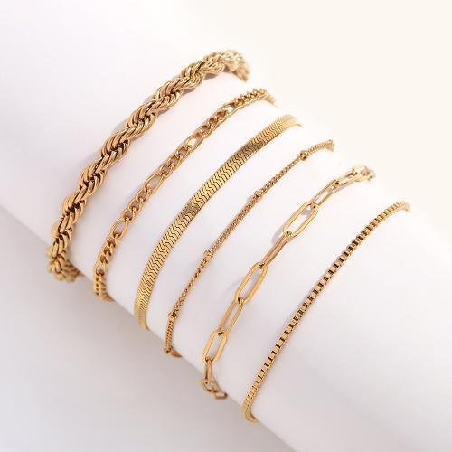 Edelstahl Schmuck Armband, 304 Edelstahl, mit Verlängerungskettchen von 5cm, 18K vergoldet, Modeschmuck & verschiedene Stile für Wahl & für Frau, goldfarben, verkauft per ca. 17 cm Strang