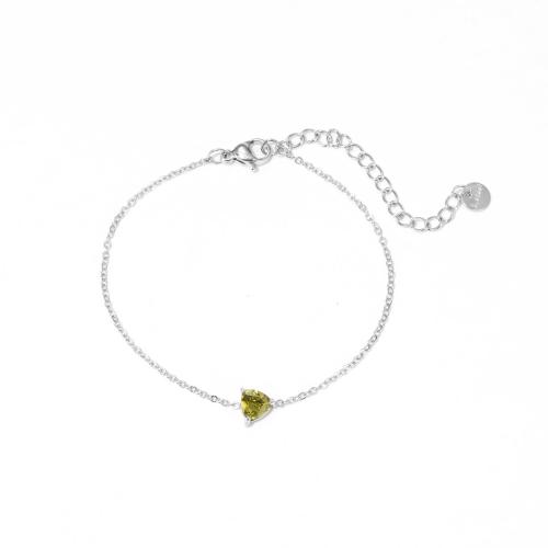 Bracciale gioielli in acciaio inossidabile, 304 acciaio inox, with cubico zircone, with 5cm extender chain, Triangolo, gioielli di moda & per la donna, nessuno, 7mm, Lunghezza 15.5 cm, Venduto da PC