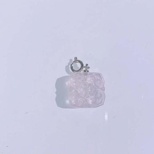 Přírodní křemenné Přívěsky, Rose Quartz, s Mosaz, DIY, růžový, 15mm, Prodáno By PC