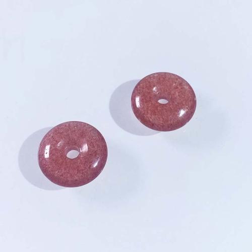 Quartz naturel bijoux perles, Strawberry Quartz, Plat rond, DIY, rose, 15mm, Vendu par PC