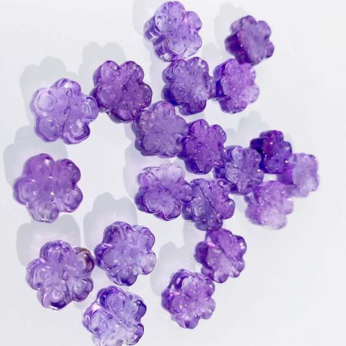 Natural Amethyst Beads Flower DIY purple Sold By PC