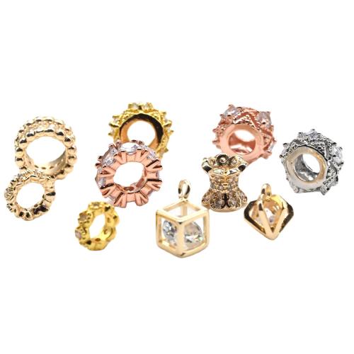 Perline vuote in ottone, placcato, DIY & stili diversi per la scelta & Micro spianare cubic zirconia, nessuno, 10PC/borsa, Venduto da borsa