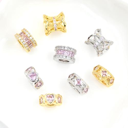 Perline vuote in ottone, placcato, DIY & stili diversi per la scelta & Micro spianare cubic zirconia, nessuno, 10PC/borsa, Venduto da borsa