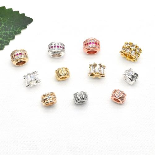 Brass Spacer Beads plated DIY & micro pave cubic zirconia Sold By Bag