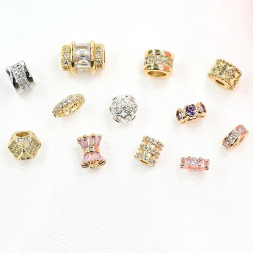 Brass Spacer Beads plated DIY & micro pave cubic zirconia Sold By Bag