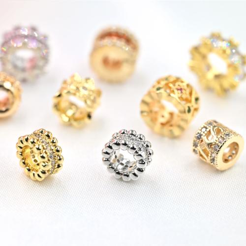 Brass Spacer Beads plated DIY & micro pave cubic zirconia Sold By Bag