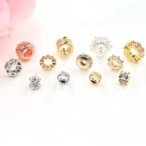 Perline vuote in ottone, placcato, DIY & stili diversi per la scelta & Micro spianare cubic zirconia, nessuno, 10PC/borsa, Venduto da borsa