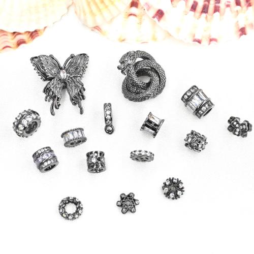 Messing spacer perler, forgyldt, du kan DIY & forskellige stilarter for valg & Micro Pave cubic zirconia, oprindelige farve, 10pc'er/Bag, Solgt af Bag