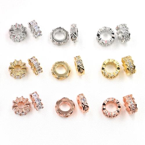 Brass Spacer Beads plated DIY & micro pave cubic zirconia Sold By Bag