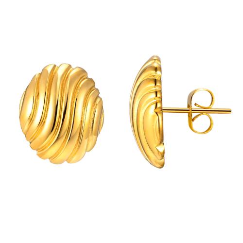 Stainless Steel Stud Earrings 304 Stainless Steel plated for woman golden Sold By Pair