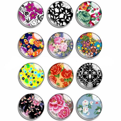 Glass Cabochons with Resin Flat Round mixed pattern & DIY Sold By Lot